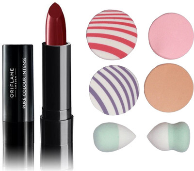 

Oriflame Sweden Pure Colour Intense Lipstick (Forest Berries - 30825) With Puff Sponge(Set of 7)