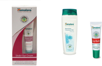 

Himalaya under eye cream, refreshing cleansing milk, lip balm(Set of 3)