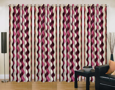 

Stella Creations 275 cm (9 ft) Polyester Long Door Curtain (Pack Of 4)(Printed, Pink)