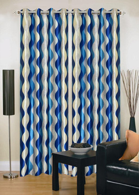 

Ville Style 275 cm (9 ft) Polyester Long Door Curtain (Pack Of 2)(Abstract, Blue)