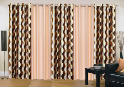 

Ville Style 275 cm (9 ft) Polyester Long Door Curtain (Pack Of 5)(Abstract, Brown, Beige), Beige;brown