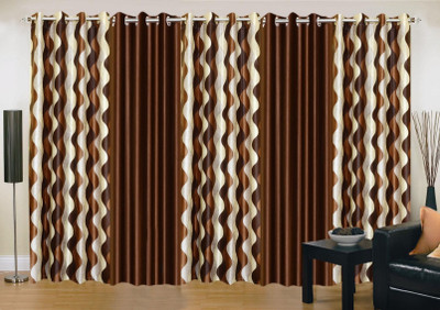 

Ville Style 275 cm (9 ft) Polyester Long Door Curtain (Pack Of 5)(Abstract, Brown)