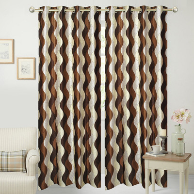 

Stella Creations 275 cm (9 ft) Polyester Long Door Curtain (Pack Of 2)(Printed, Brown)