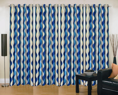 

Ville Style 275 cm (9 ft) Polyester Long Door Curtain (Pack Of 4)(Abstract, Blue)
