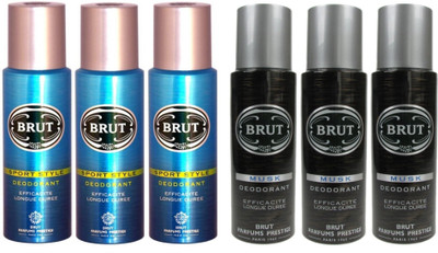 

BRUT DEO SPORT Body Spray - For Men(1200 ml, Pack of 6)