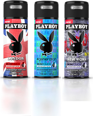 

Playboy Generation+London+Newyork Deodorant Spray - For Men(450 ml, Pack of 3)