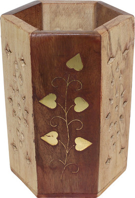 

Frabjous 1 Compartments Wooden Pen Stand(Brown)