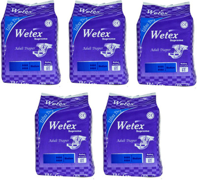 

Wetex SUPREME FOR WAIST SIZE 31"-44" INCHES Adult Diapers - M(50 Pieces)