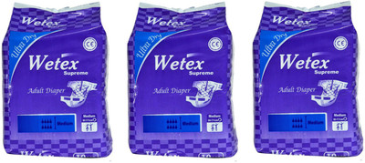 

Wetex SUPREME FOR WAIST SIZE 31"-44" INCHES Adult Diapers - M(30 Pieces)