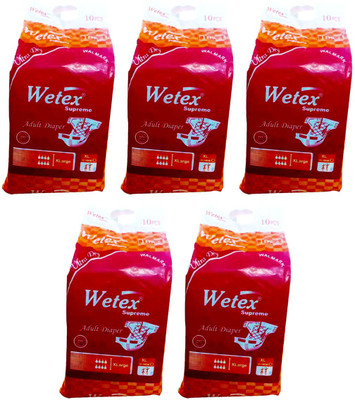 

Wetex SUPREME FOR WAIST SIZE 39"-58" INCHES Adult Diapers - XL(50 Pieces)