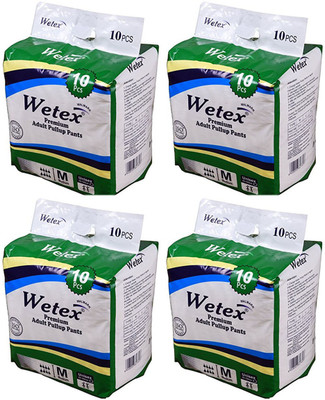 

Wetex PANT STYLE DIAPER PANT, SIZE MEDIUM, (10 Pcs. PACK), SET OF 4 PACKS, FOR WAIST SIZE 25"-39" INCHES - M(40 Pieces)