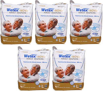 

Wetex NOVA FOR WAIST SIZE 38"-60" INCHES Adult Diapers - L(50 Pieces)