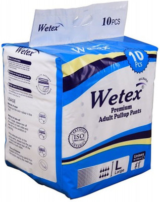 

Wetex PANT STYLE DIAPER PANT, SIZE LARGE, (10 Pcs. PACK), FOR WAIST SIZE 35"-51" INCHES - L(10 Pieces)