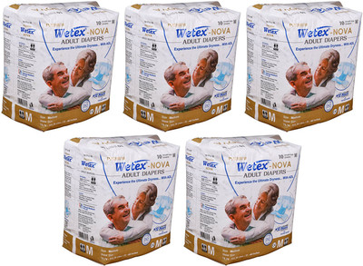 

Wetex NOVA FOR WAIST SIZE 31"-44" INCHES Adult Diapers - M(50 Pieces)