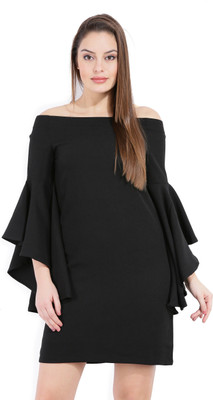 VERO MODA Women Shift Black Above Knee/Mid Thigh Length Dress
