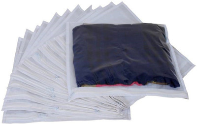 

Addyz Plain 12Pcs Saree Bedsheet Cover Bags Packaging Storage Cloth Clear Plastic Zip(White)
