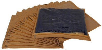 

Addyz Plain 12Pcs Saree Bedsheet Cover Bags Packaging Storage Cloth Clear Plastic Zip(Brown)