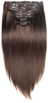 

Confidence Clip On Real Human Extensions 7 pcs Instant Volume And Thickness Straight Extension For Women 50 grams (16 inch, MEDIUM BROWN) Hair Extension