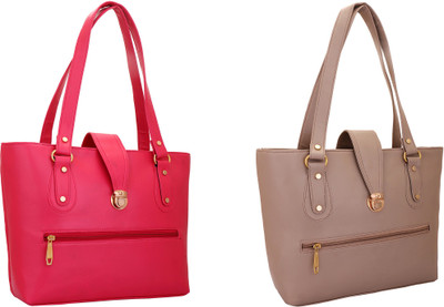 

Lady bar Shoulder Bag(Pink, Tan)