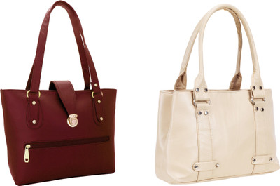 Lady bar Shoulder Bag(Maroon, Tan)