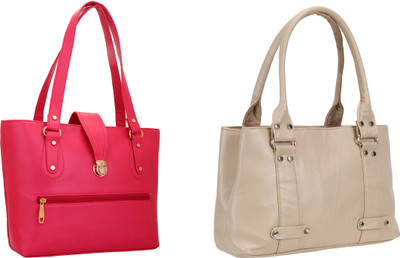 

Lady bar Shoulder Bag(Pink, Beige), Beige;pink