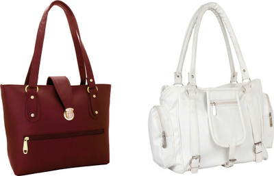 

Lady bar Shoulder Bag(Maroon, White)
