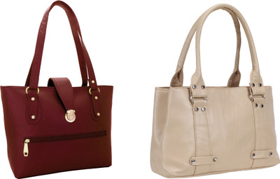 

Lady bar Shoulder Bag(Maroon, Beige), Beige;maroon