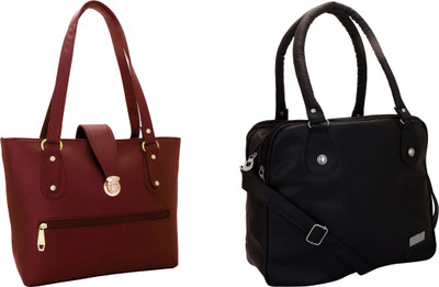 

Lady bar Shoulder Bag(Maroon, Black), Black;maroon