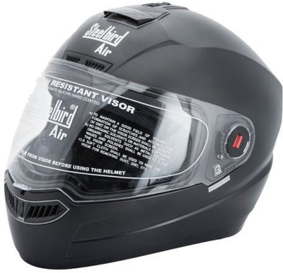 

Steelbird AIR SBA-1 Series Matt Black ISI Certified Helmet with Micro-Metric Buckle meeting European Standards Large Size Motorbike Helmet(Black