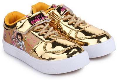 

Barbie Girls Velcro Walking Shoes(Gold, Mirror gold