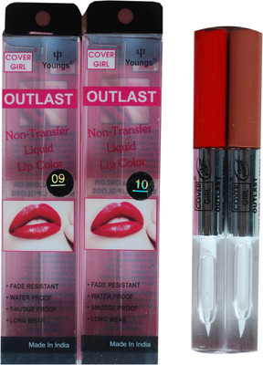 

Cover Girl "Non-Transfer Liquid Lip Color with Crystal Gloss - 09 & 10 (Pink & Red) Set-07 Pack of 2"(6 ml, Red)