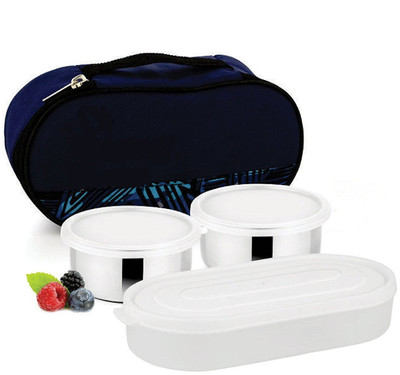 

Sayee tainless Steel Sab Ke Liye Lunch Box -Air tight Dishwasher Safe and Leak Proof 3 Containers Lunch Box(325 ml), Blue