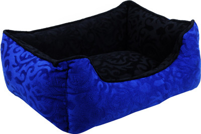 

Sri Imported Reversible Rectangular Velvet Designer Printed Puppy Sofa Bed & Small Dog Cat Sofa (Blue Black) (medium, Blue Black) M Pet Bed(Blue, Black)