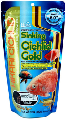 

Hikari Sinking Cichlid Gold Medium 342g | A Color Enhancing Diet Developed For Cichlids | 342 g Dry Fish Food