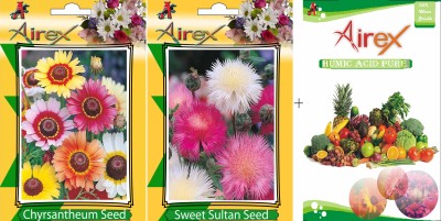 Airex Chrysanthemum and Sweet Sultan Flower Seeds + Humic Acid Fertilizer (For Growth of All Plant and Better Responce) 15 gm Humic Acid + Pack Of 20 Seeds * 2 Per Packet Seed(20 per packet)