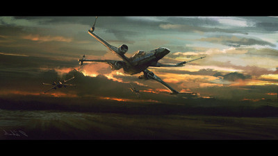 

Akhuratha Wall Poster Star-Wars-spaceship-painting-futuristic-X-wing Paper Print(12 inch X 18 inch, Rolled)