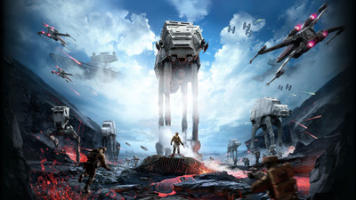 

Akhuratha Wall Poster Star-Wars-Battlefront-Star-Wars-video-games-X-wing-AT-AT Paper Print(12 inch X 18 inch, Rolled)