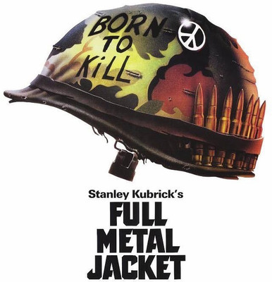 

Akhuratha Wall Poster-peace-sign-Full-Metal-Jacket-movie-poster-Stanley-Kubrick-Vietnam-War-helmet Paper Print(12 inch X 18 inch, Rolled)