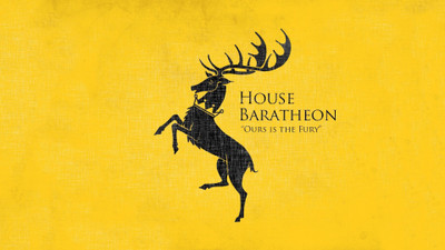 

Aabhaas Wall Poster-Game-of-Thrones-House-Baratheon-sigils-yellow-background Paper Print(12 inch X 18 inch, Rolled)