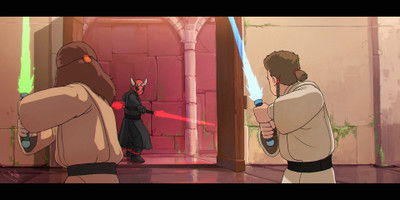 

Akhuratha Wall Poster Obi-Wan-Kenobi-Qui-Gon-Jinn-Darth-Maul-Star-Wars-Star-Wars-The-Phantom-Menace Paper Print(12 inch X 18 inch, Rolled)