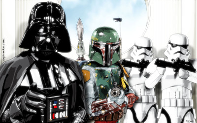 

Aabhaas Wall Poster /-Star-Wars-Darth-Vader-Boba-Fett Paper Print(12 inch X 18 inch, Rolled)