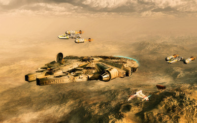 

Akhuratha Wall Poster Star-Wars-Millennium-Falcon-Y-Wing Paper Print(12 inch X 18 inch, Rolled)