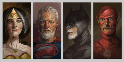 

Akhuratha Wall Poster artwork-superhero-Batman-Superman-Wonder-Woman-The-Flash-Flash-old-old-people Paper Print(12 inch X 18 inch, Rolled)