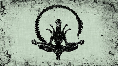 

Akhuratha Wall Poster fictional-simple-background-humor-simple-Alien-movie-black-meditation-aliens Paper Print(12 inch X 18 inch, Rolled)