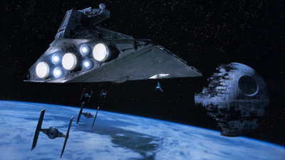 

Akhuratha Wall Poster Star-Wars-Star-Destroyer-TIE-Fighter-Death-Star Paper Print(12 inch X 18 inch, Rolled)