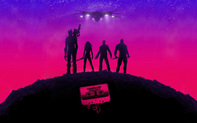 

Aabhaas Wall Poster Guardians-of-the-Galaxy-purple-pink-music Paper Print(12 inch X 18 inch, Rolled)