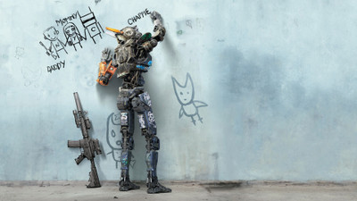 

Akhuratha Wall Poster -digital-art-robot-movie-poster-Chappie-movies-machine-gun-walls-drawing-writing Paper Print(12 inch X 18 inch, Rolled)