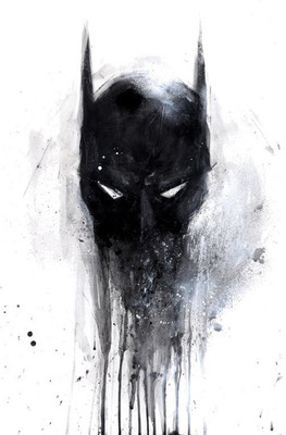 

Akhuratha Wall Poster digital-art-minimalism-simple-Batman-mask-painting-DC-Comics-paint-splatter-fictional-black-monochrome Paper Print(12 inch X 18 inch, Rolled)