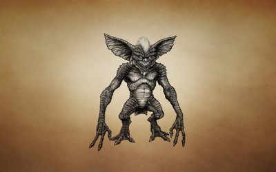

Aabhaas Wall Poster digital-art-minimalism-brown-background-Gremlins-movies-punk-creature Paper Print(12 inch X 18 inch, Rolled)