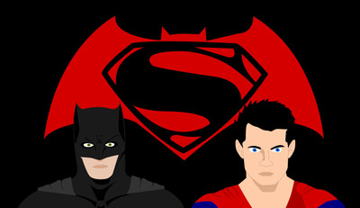

Akhuratha Wall Poster-Batman-Superman-Batman-v-Superman-Dawn-of-Justice-logo-fighting-bats-black-red-blue-sketches-artwork Paper Print(12 inch X 18 inch, Rolled)